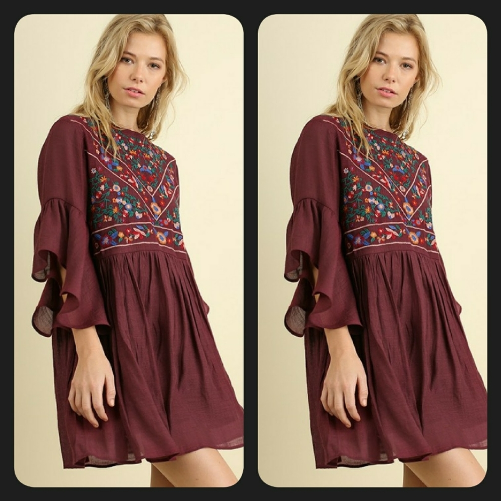 NWT UMGEE BOHO TUNIC DRESS/TOP WITH EMBROIDERY.